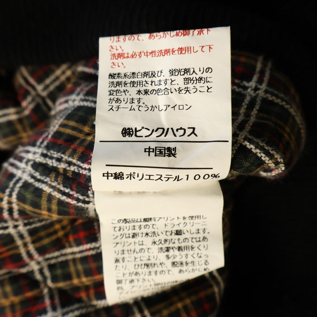 PINK HOUSE(ピンクハウス) フロント刺繍 バックデザイン MA-1 ジップアップ ブルゾン ジャケット ブラック P0154FJM01