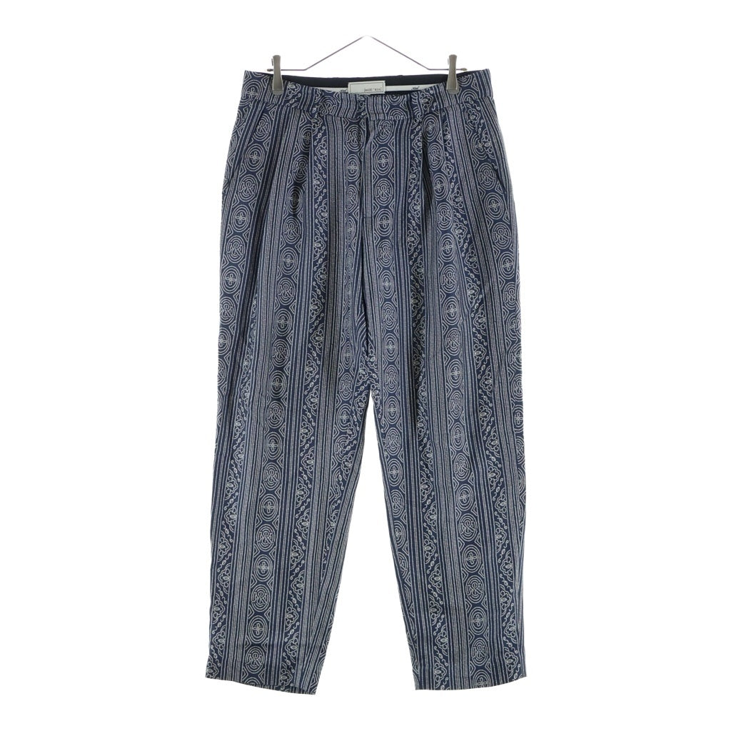 KITH(キス) 25SS &Kin Batik Stripe Pleated Ari Trouser アンドキン バティック ストライプ総柄 プリーツド アリ トラウザー シルク パンツ ネイビー