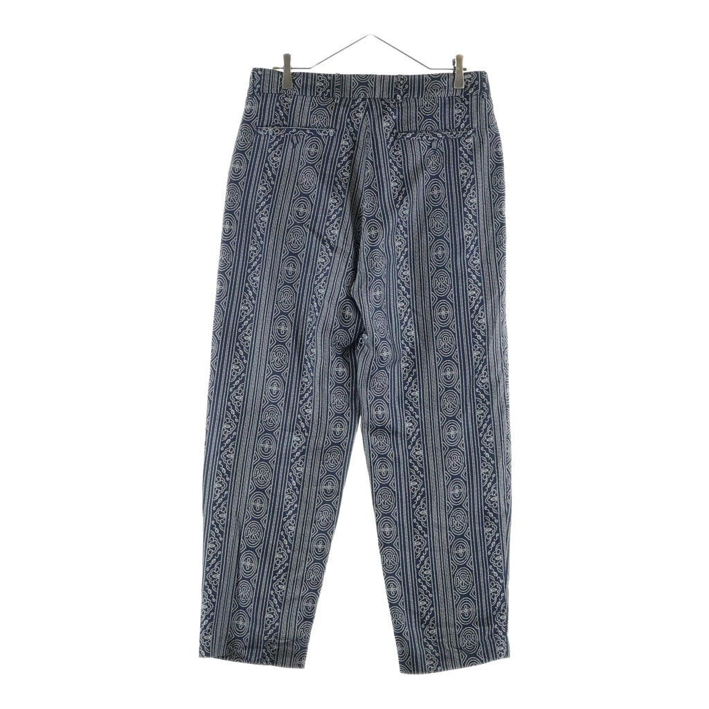KITH(キス) 25SS &Kin Batik Stripe Pleated Ari Trouser アンドキン バティック ストライプ総柄 プリーツド アリ トラウザー シルク パンツ ネイビー