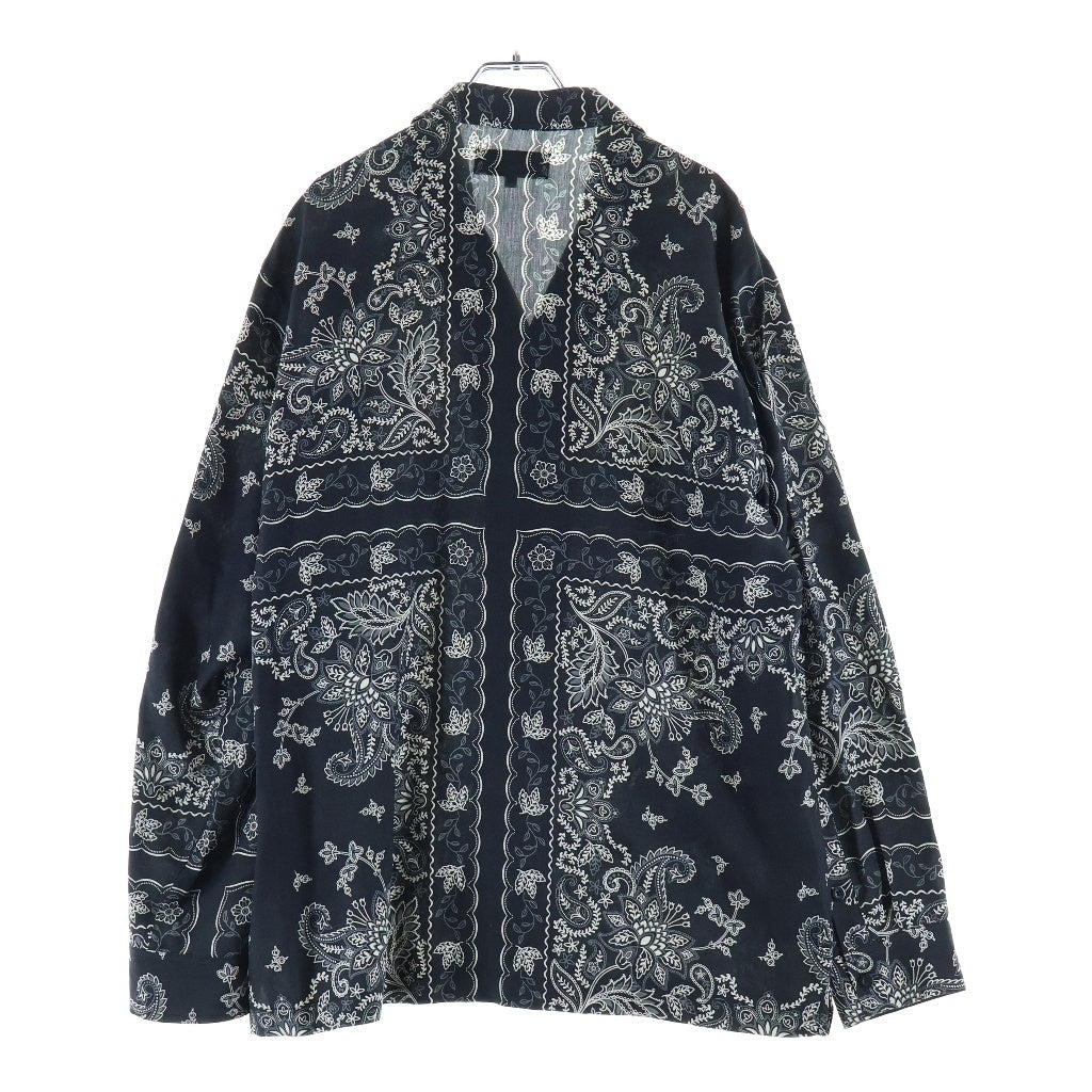 KITH(キス) 24SS 101 New York City ニューヨークシティ バンダナ総柄 シルク 長袖シャツ ブラック