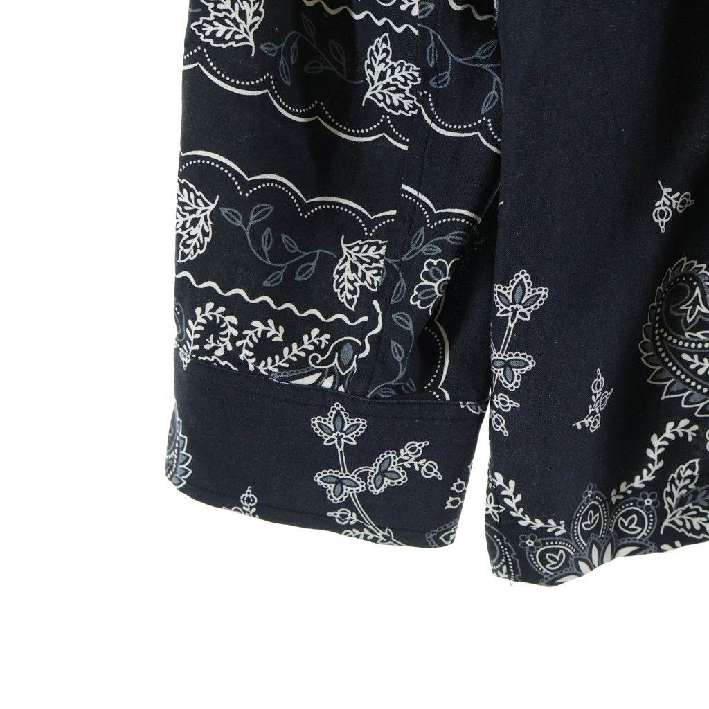 KITH(キス) 24SS 101 New York City ニューヨークシティ バンダナ総柄 シルク 長袖シャツ ブラック