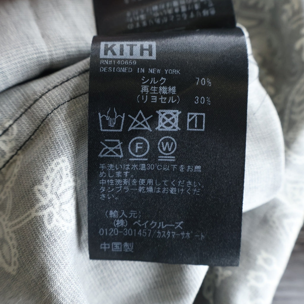 KITH(キス) 24SS 101 New York City ニューヨークシティ バンダナ総柄 シルク 長袖シャツ ブラック