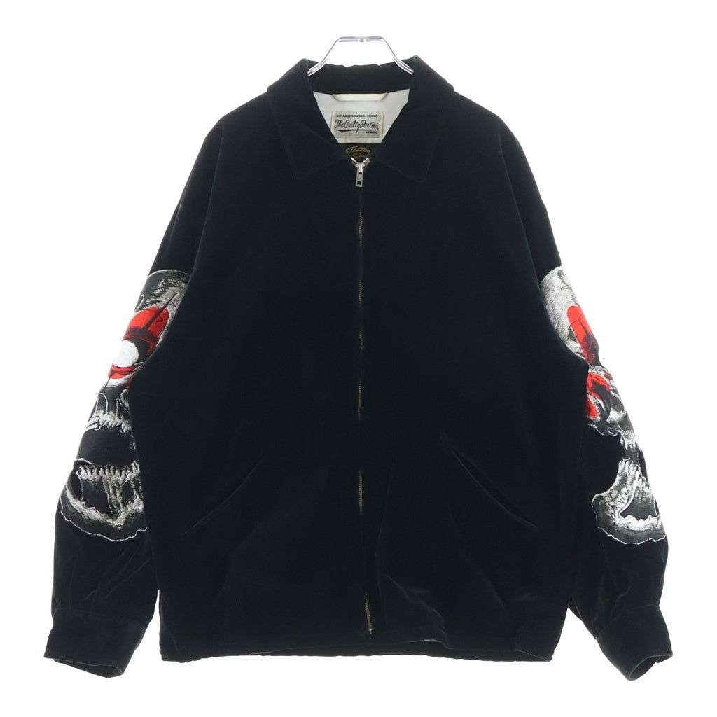 WACKO MARIA(ワコマリア) ×56 TATOO STUDIO VETENAM JACKET 56タトゥースタジオ ベトナムジャケット スカル刺繍 ベロアジップアップジャケット ブラック