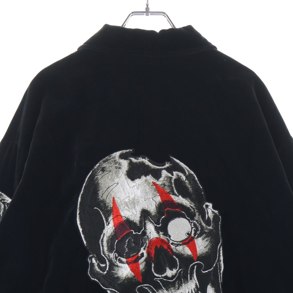 WACKO MARIA(ワコマリア) ×56 TATOO STUDIO VETENAM JACKET 56タトゥースタジオ ベトナムジャケット スカル刺繍 ベロアジップアップジャケット ブラック