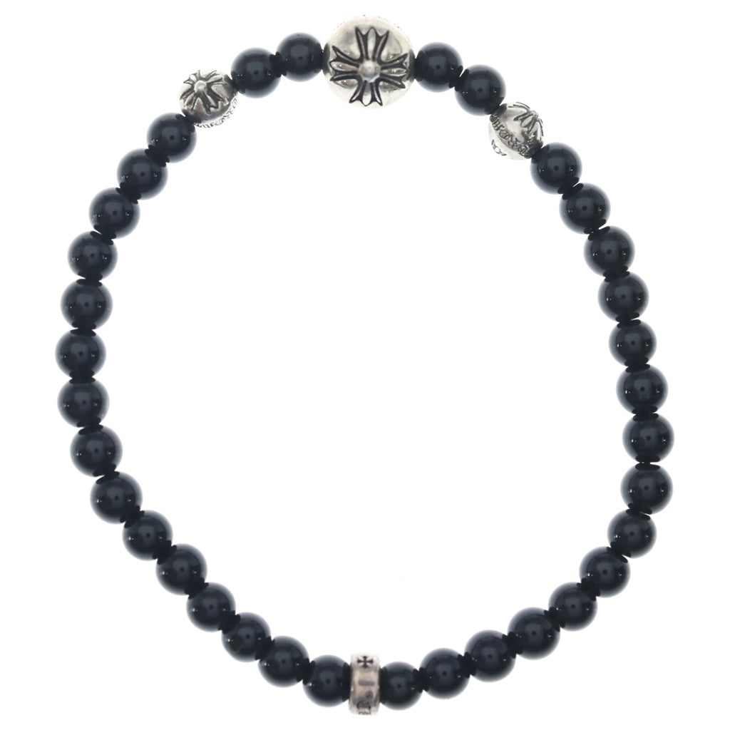 CHROME HEARTS(クロムハーツ) BEAD BRACELET 4mm ビーズブレスレット ブラックビーズブレスレット ブラック/シルバー