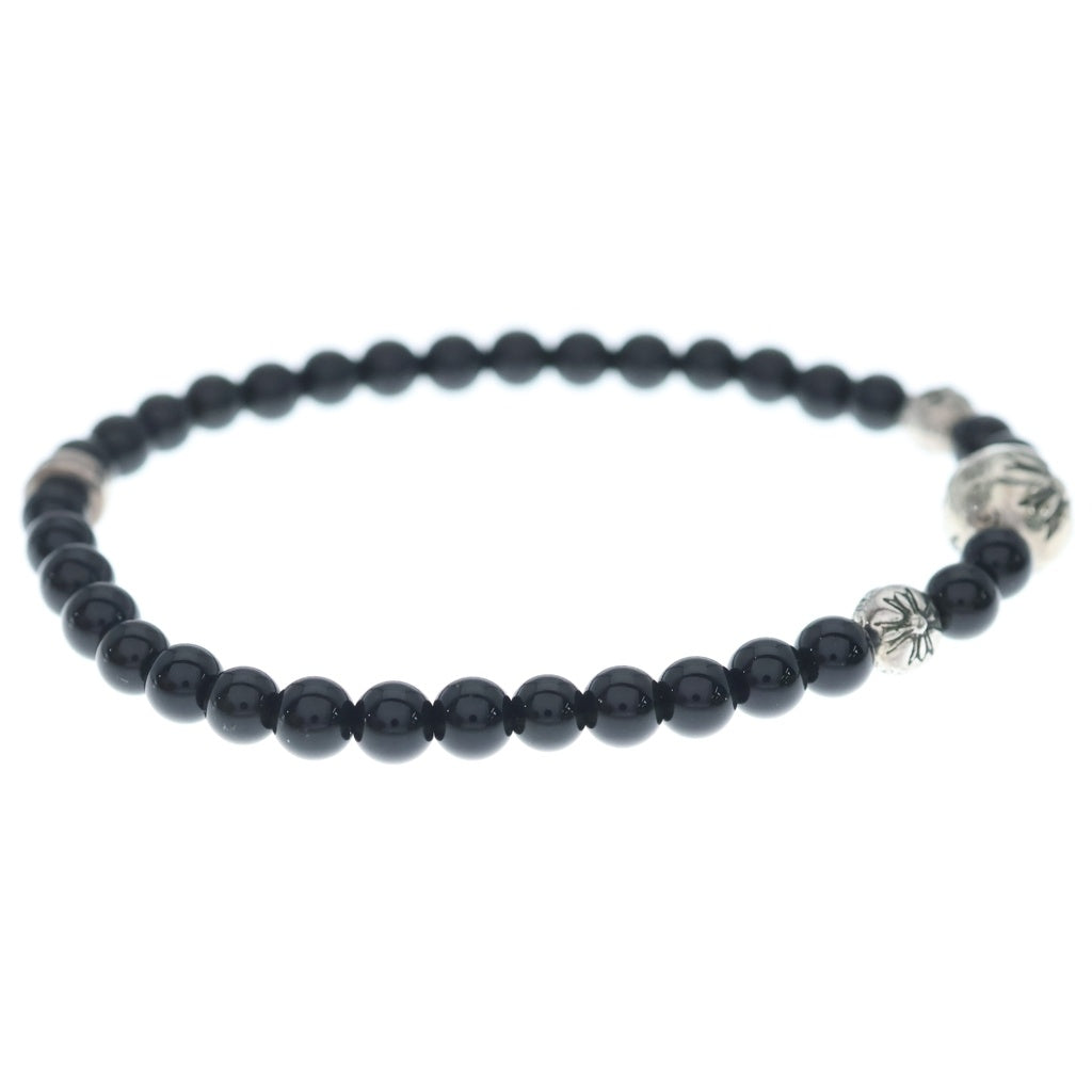 CHROME HEARTS(クロムハーツ) BEAD BRACELET 4mm ビーズブレスレット ブラックビーズブレスレット ブラック/シルバー