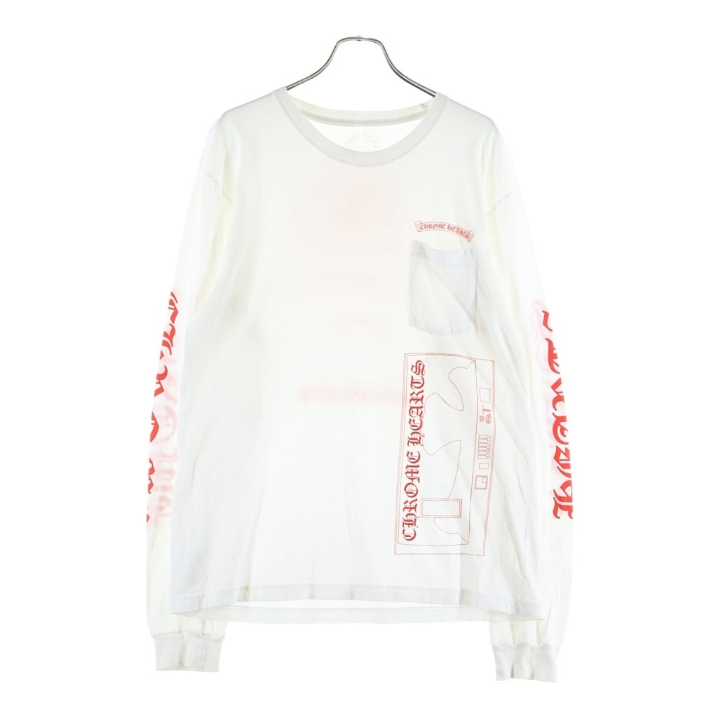 CHROME HEARTS(クロムハーツ) Aoyama L/S Tee 青山限定 ロゴプリント 長袖Tシャツ ロングスリーブカットソー ホワイト/オレンジ