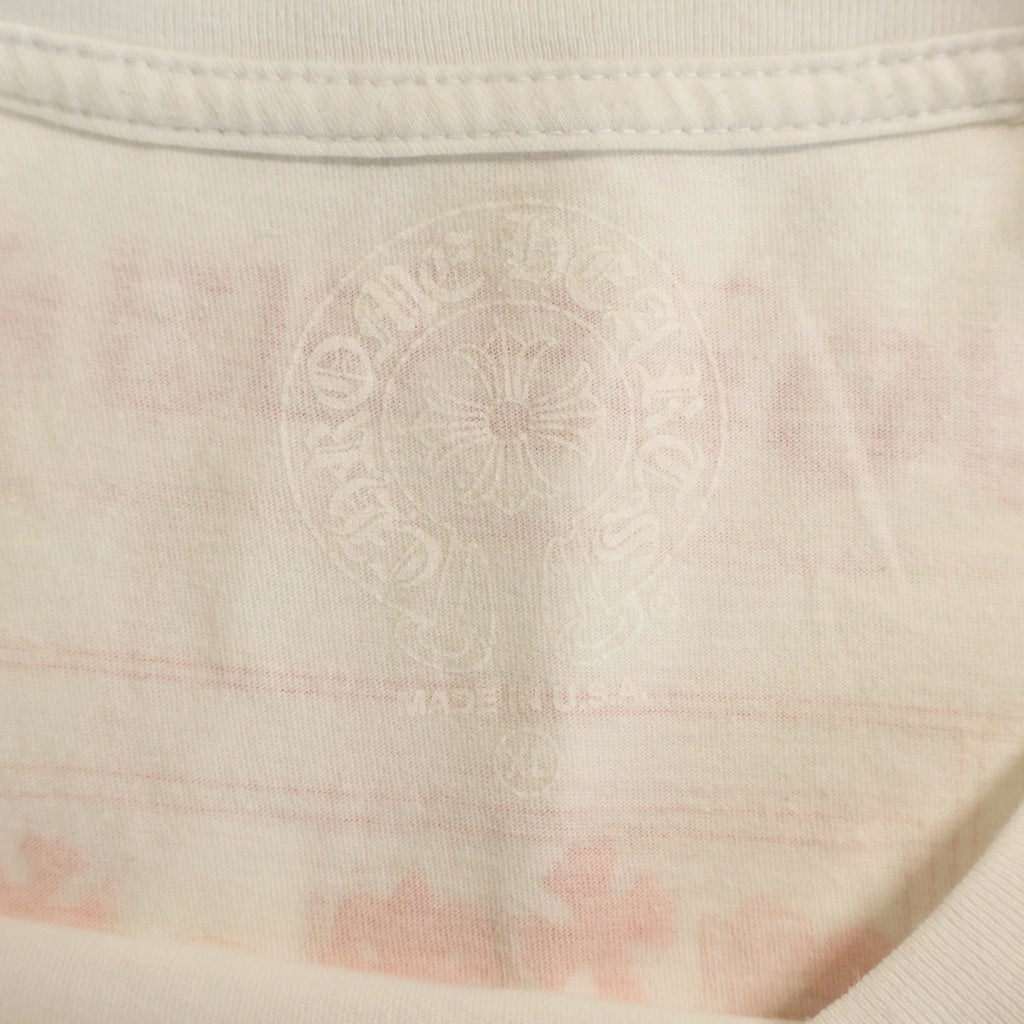 CHROME HEARTS(クロムハーツ) Aoyama L/S Tee 青山限定 ロゴプリント 長袖Tシャツ ロングスリーブカットソー ホワイト/オレンジ