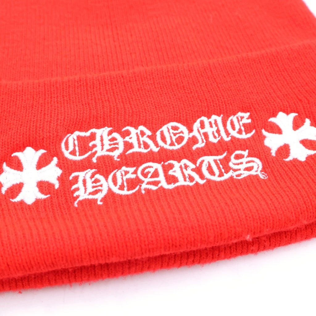 CHROME HEARTS(クロムハーツ) WOOL WATCH CAP CH PLUS クロス刺繍 ビーニー ニット帽 帽子 レッド
