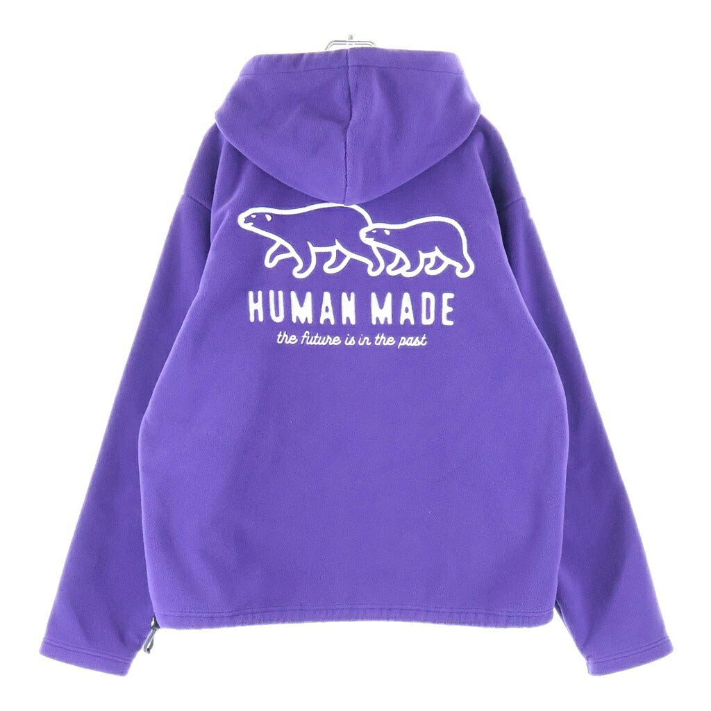 HUMAN MADE(ヒューマンメイド) Fleece Hoodieバックロゴ刺繍 フリース ハーフボタンパーカー フーディー パープル HM28CS020
