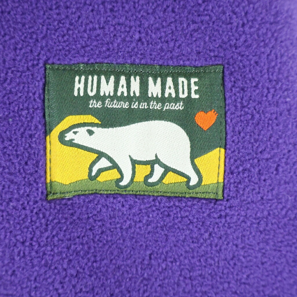 HUMAN MADE(ヒューマンメイド) Fleece Hoodieバックロゴ刺繍 フリース ハーフボタンパーカー フーディー パープル HM28CS020