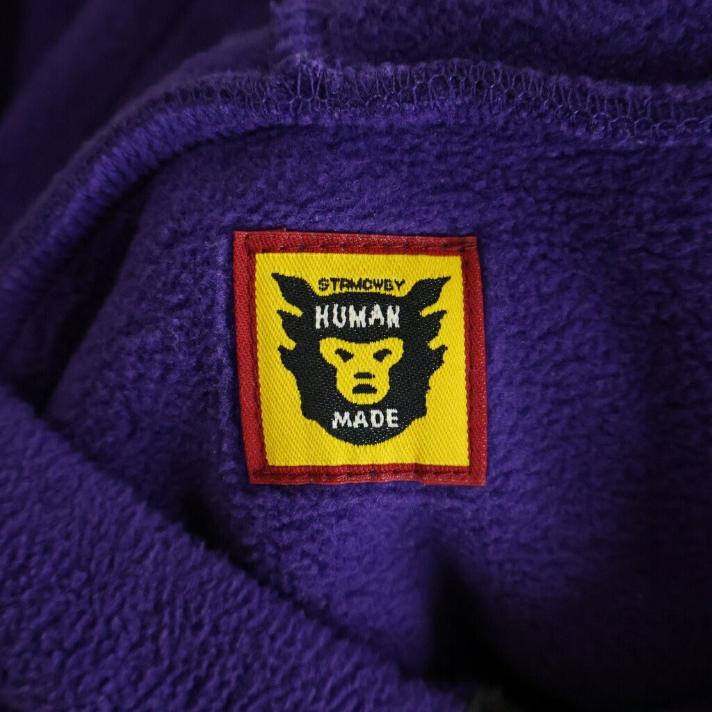 HUMAN MADE(ヒューマンメイド) Fleece Hoodieバックロゴ刺繍 フリース ハーフボタンパーカー フーディー パープル HM28CS020
