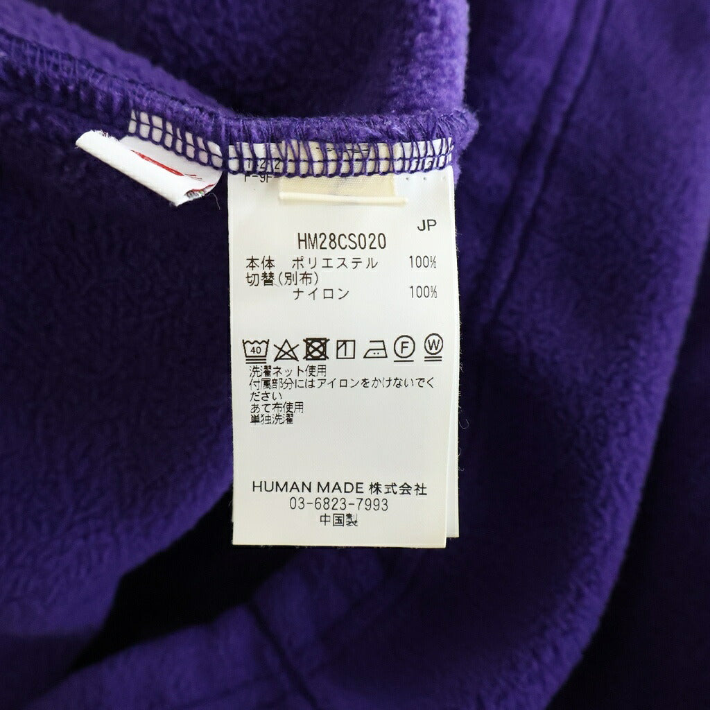 HUMAN MADE(ヒューマンメイド) Fleece Hoodieバックロゴ刺繍 フリース ハーフボタンパーカー フーディー パープル HM28CS020