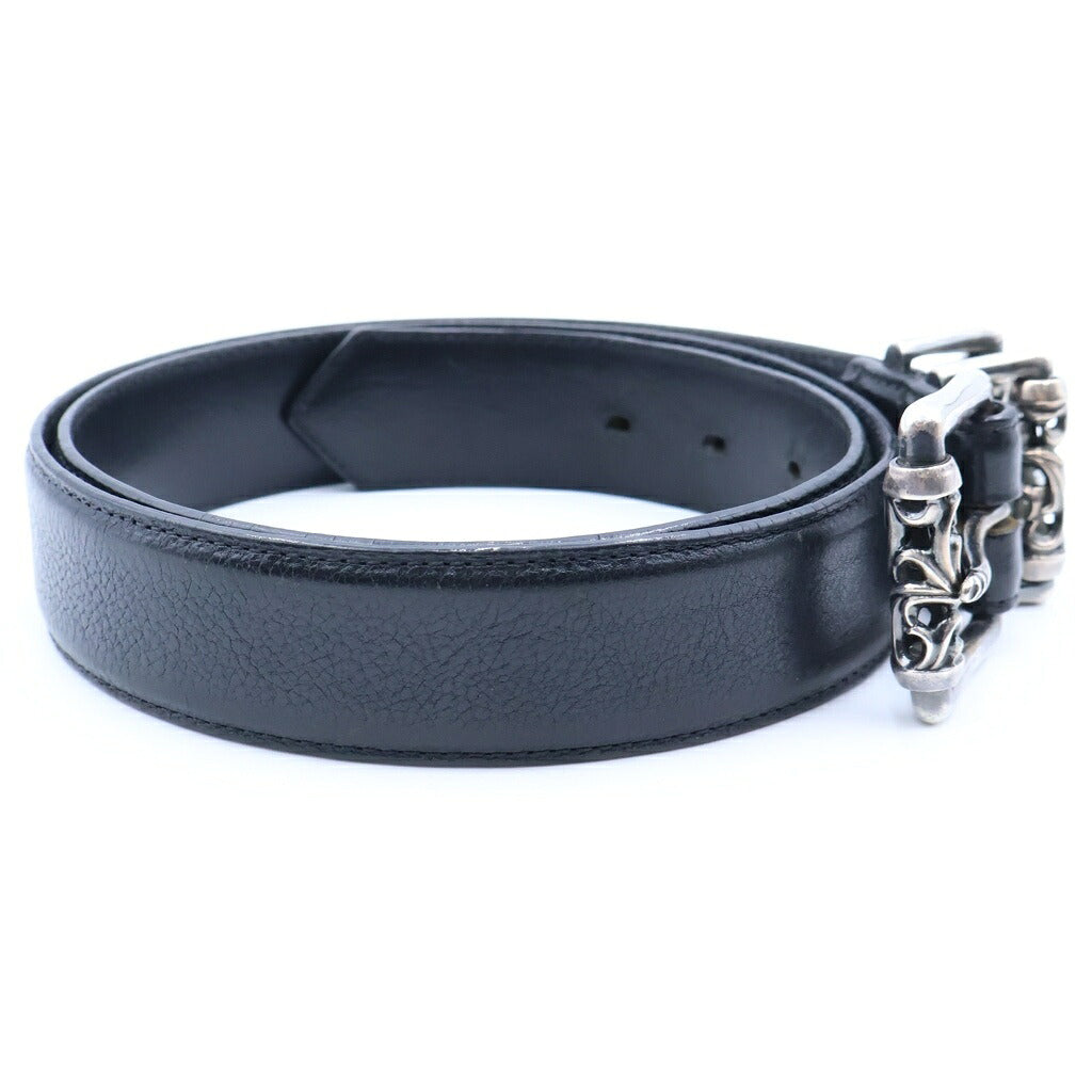 CHROME HEARTS(クロムハーツ) BLT ROLLER 3PC1.5inch 3PCローラーバックル レザーベルト ブラック/シルバー BCA357
