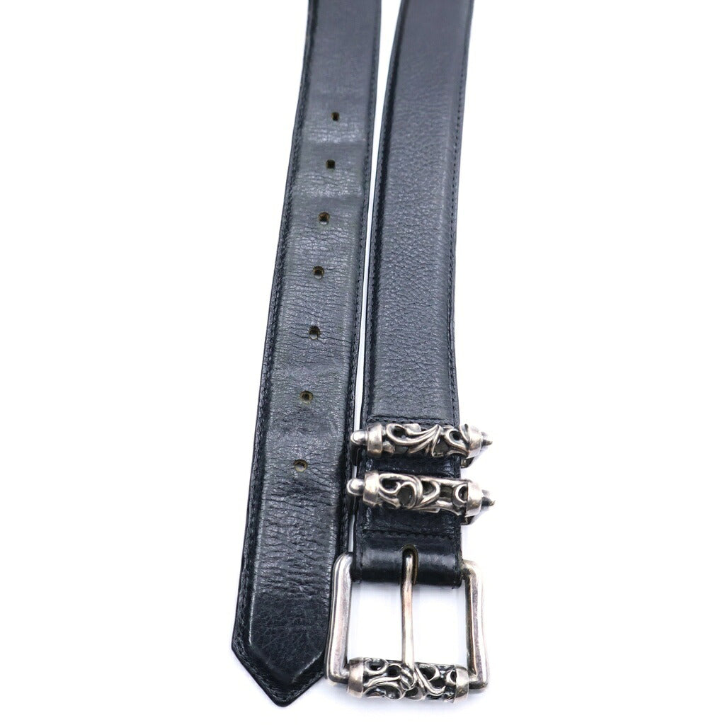CHROME HEARTS(クロムハーツ) BLT ROLLER 3PC1.5inch 3PCローラーバックル レザーベルト ブラック/シルバー BCA357