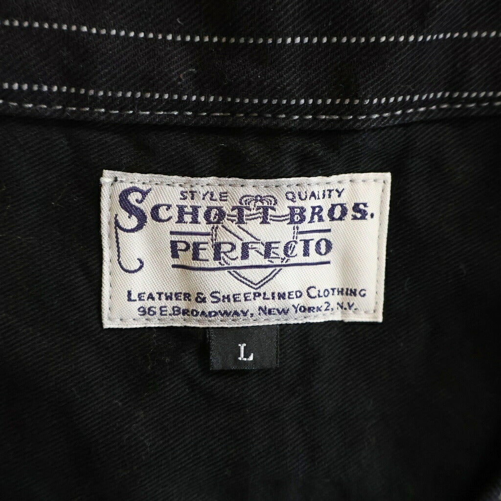 SCHOTT(ショット) Perfecto OLD HICKORY DENIM VEST パーフェクト オールドヒッコリー ボーダー総柄 デニム ベスト ジャケット ブラック 3122067