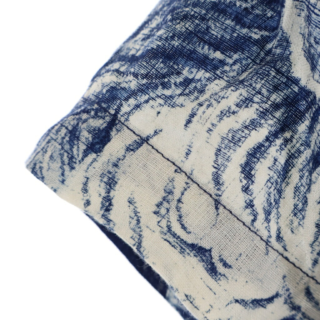 SCHOTT(ショット) ×GYPSY&SONS INDIGO SHIRT ジプシー&サンズ 百虎総柄 リネン ボタントップ 半袖シャツ インディゴ
