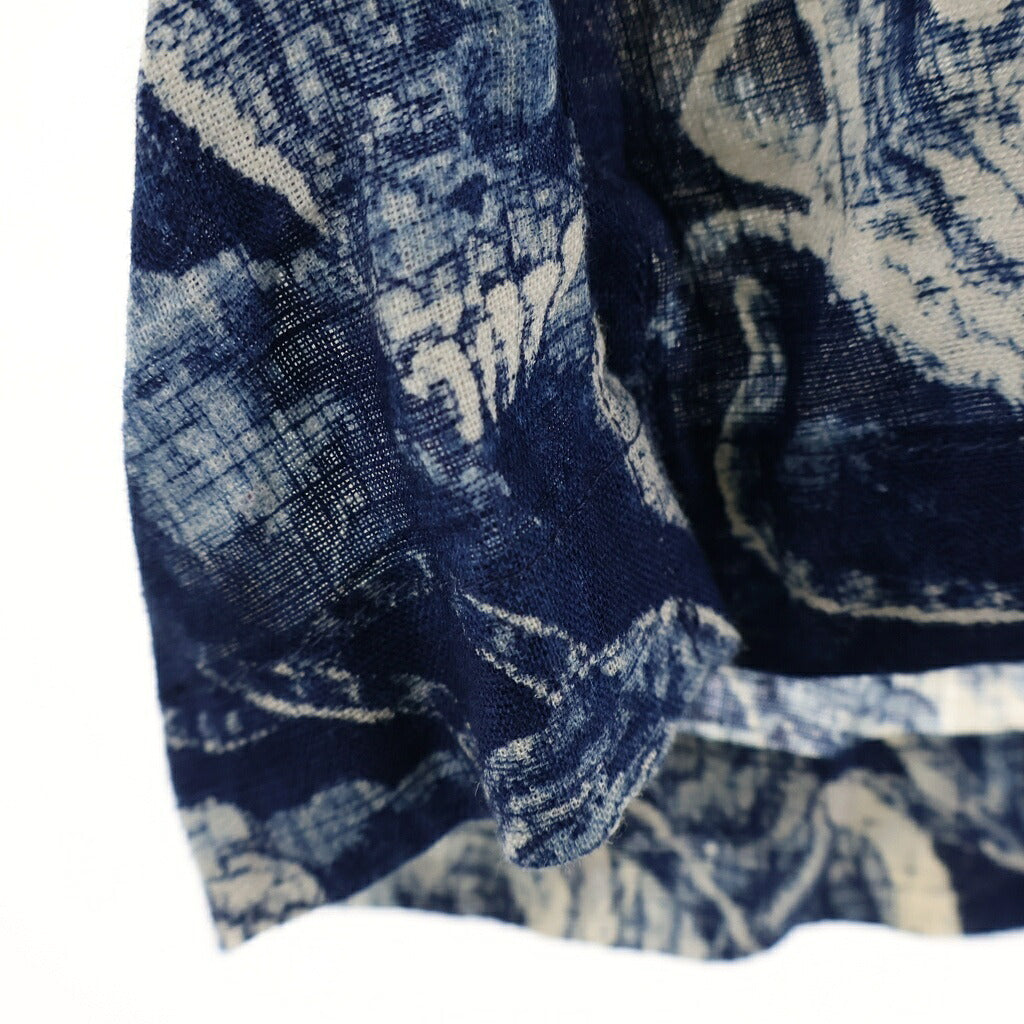 SCHOTT(ショット) ×GYPSY&SONS INDIGO SHIRT ジプシー&サンズ 百虎総柄 リネン ボタントップ 半袖シャツ インディゴ