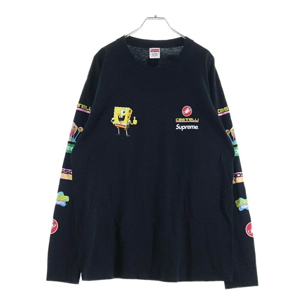 SUPREME(シュプリーム) 25SS ×SpongeBob Castelli Racing L/S Tee スポンジボブ カステリレーシング 長袖Tシャツカットソー ブラック