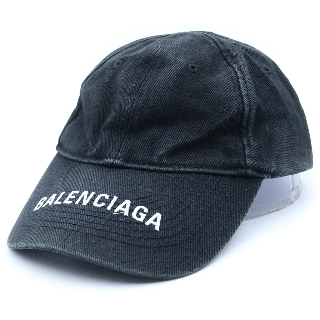 BALENCIAGA(バレンシアガ) Logo Visor Cap バイザーロゴ刺繍 ユーズド加工 6パネル キャップ ブラック