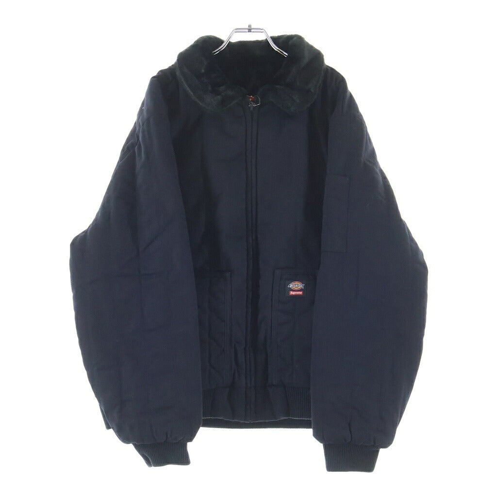 SUPREME(シュプリーム) 25AW Reversible Quilted Faux Fur Work Jacket フロントロゴ リバーシブル キルテッド ジップアップ ファー ジャケット ブラック