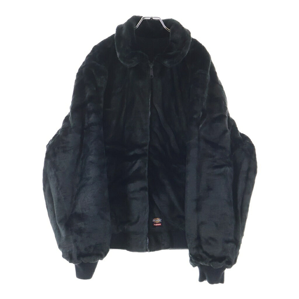 SUPREME(シュプリーム) 25AW Reversible Quilted Faux Fur Work Jacket フロントロゴ リバーシブル キルテッド ジップアップ ファー ジャケット ブラック