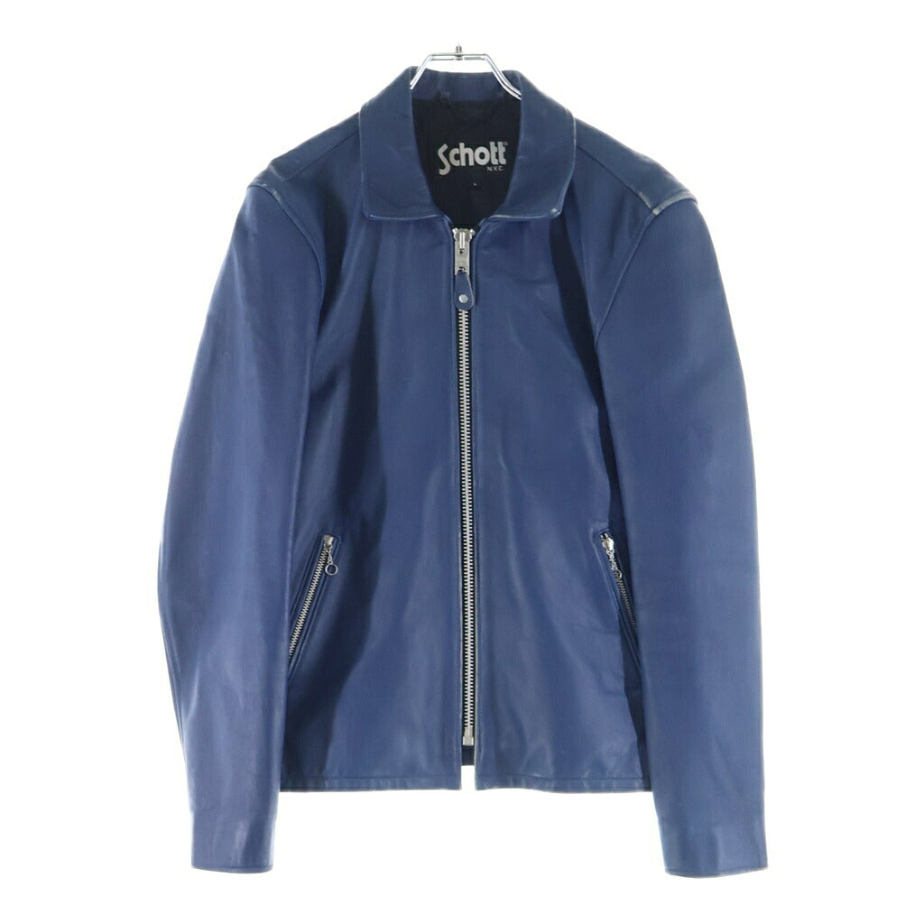 SCHOTT(ショット) シープスキン ジップアップ シングルライダース レザージャケット ブルー