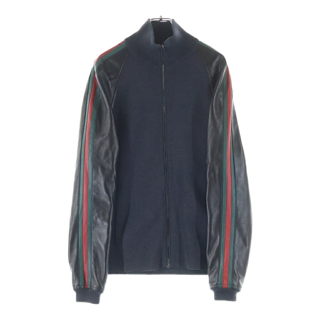 GUCCI(グッチ) ファイン リブ ウール ジップ ジャケット ウィズ ウェブ ブラック A006J8 XKFTV