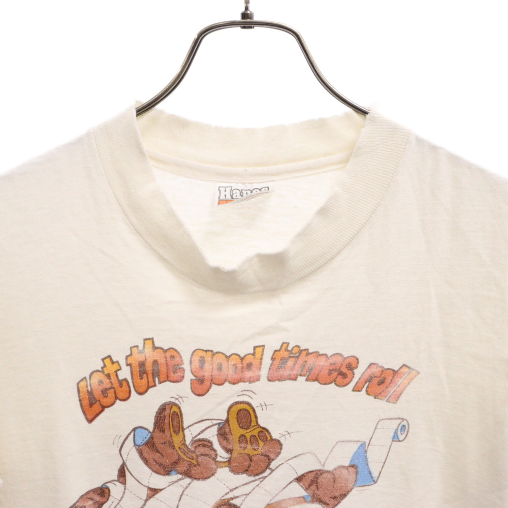 VINTAGE(ヴィンテージ) 80s VINTAGE Hanesボディ フロントプリント半袖Tシャツ カットソー ホワイト