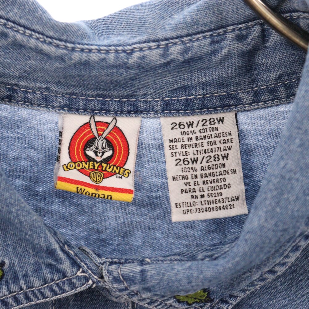 VINTAGE(ヴィンテージ) 00S LOONEY TUNES TWEETY トゥイーティー 1ポケット デニム長袖シャツ インディゴ レディース