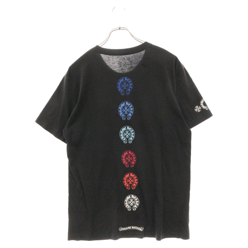 CHROME HEARTS(クロムハーツ) Multicolor Back Horseshoe Tee クロムハーツ マルチカラーバックホースシューTシャツ 半袖カットソー ポケT バックプリント ブラック