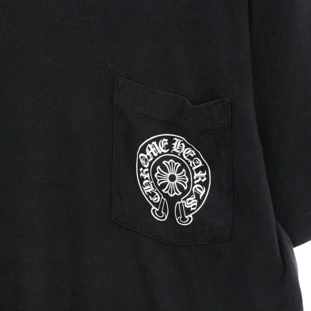 CHROME HEARTS(クロムハーツ) Multicolor Back Horseshoe Tee クロムハーツ マルチカラーバックホースシューTシャツ 半袖カットソー ポケT バックプリント ブラック