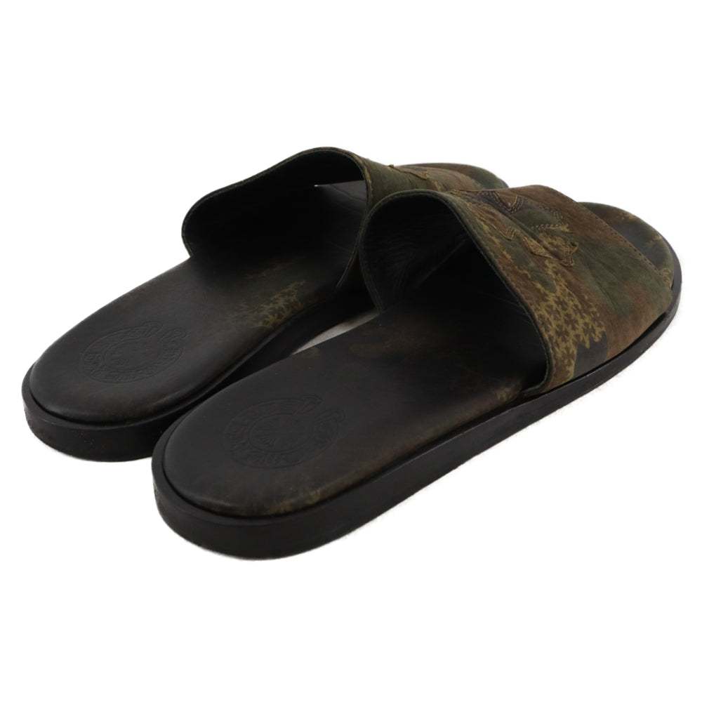 CHROME HEARTS(クロムハーツ) LEATHER SANDALS CH SLIDE CHプラスパッチ カモ柄サンダル 迷彩