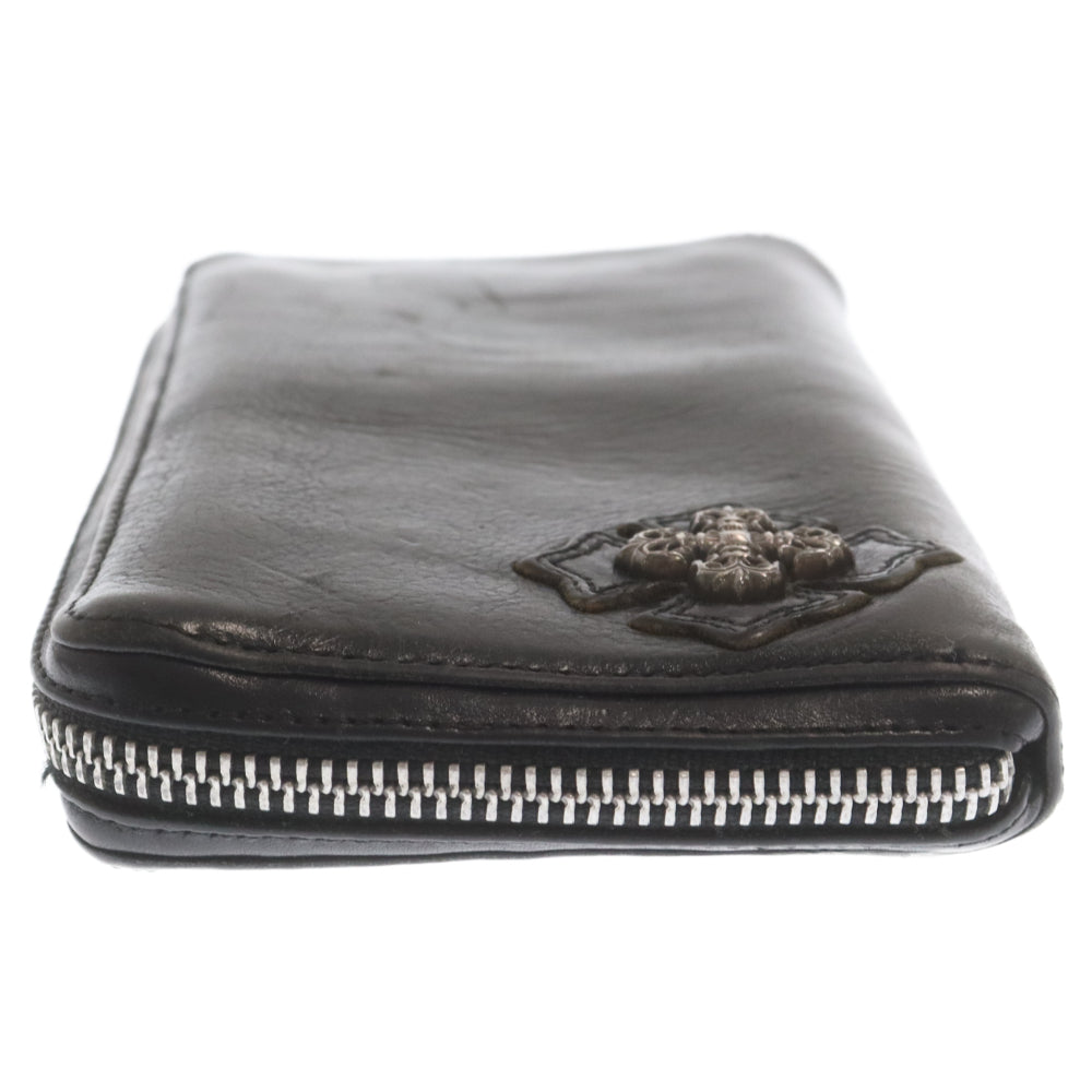 CHROME HEARTS(クロムハーツ) REC F ZIP #2 FLG レック フィリグリークロス レザーラウンドジップロングウォレット 長財布 ブラック