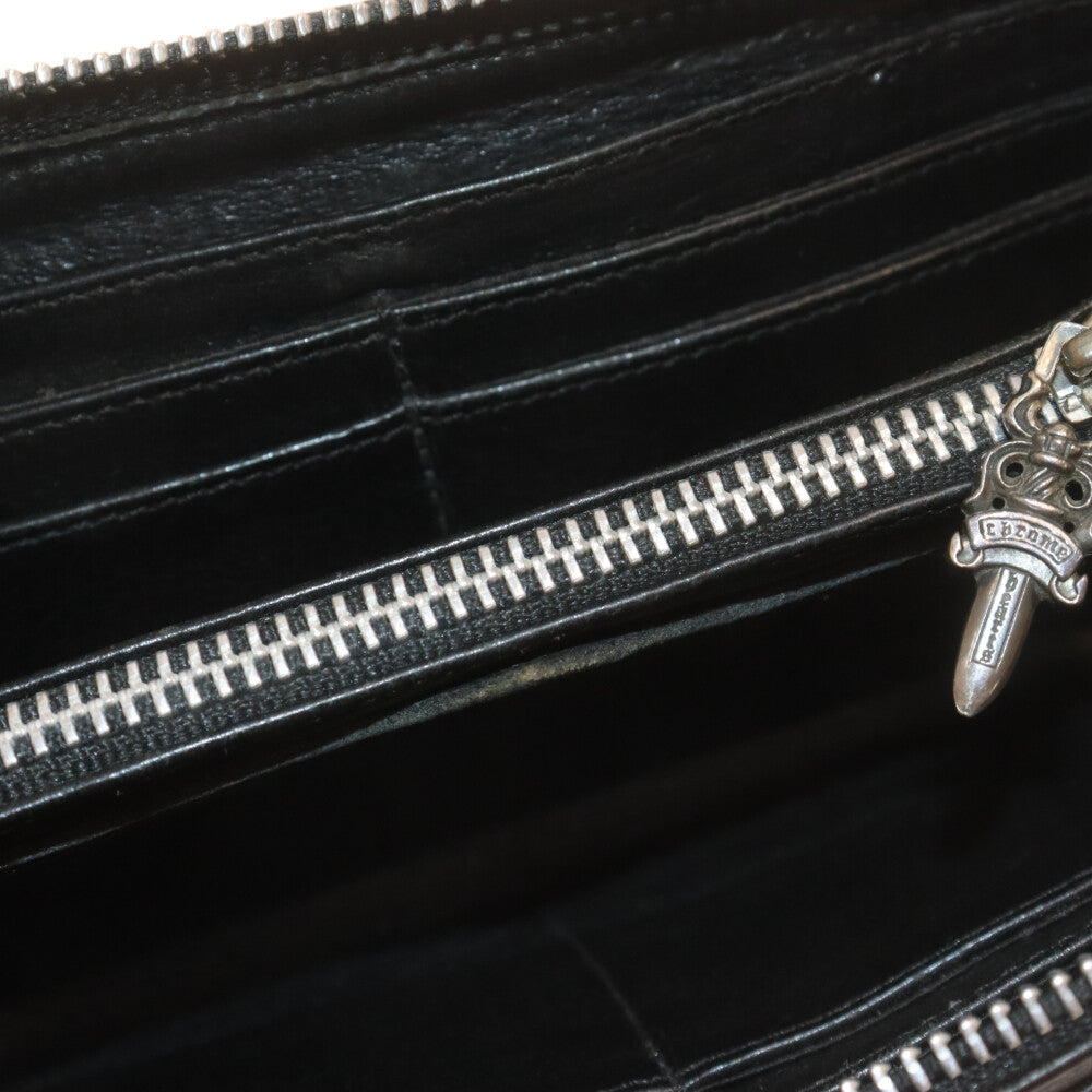 CHROME HEARTS(クロムハーツ) REC F ZIP #2 FLG レック フィリグリークロス レザーラウンドジップロングウォレット 長財布 ブラック