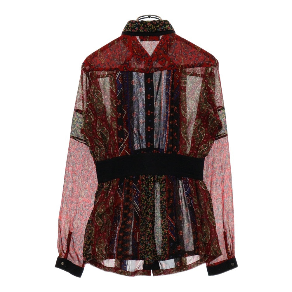DIESEL(ディーゼル) ペイズリー パッチワーク ブラウス ベルト デザイン 長袖 シャツ