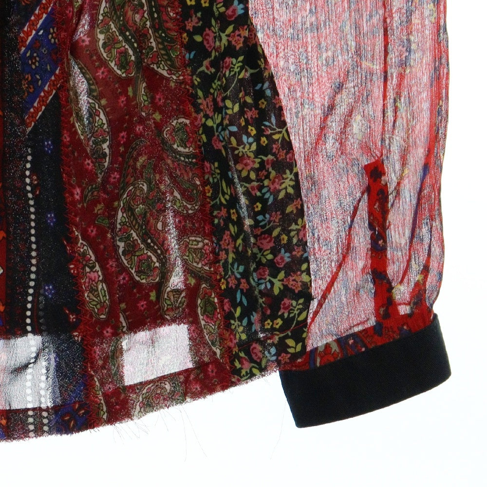 DIESEL(ディーゼル) ペイズリー パッチワーク ブラウス ベルト デザイン 長袖 シャツ