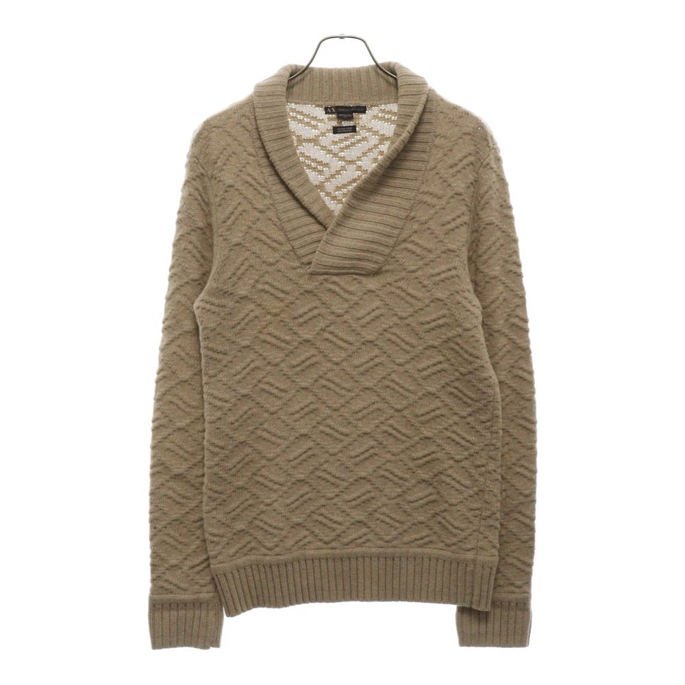 Armani Exchange(アルマーニ エクスチェンジ) ショールカラー ジャガード柄 ニット 長袖セーター ベージュ