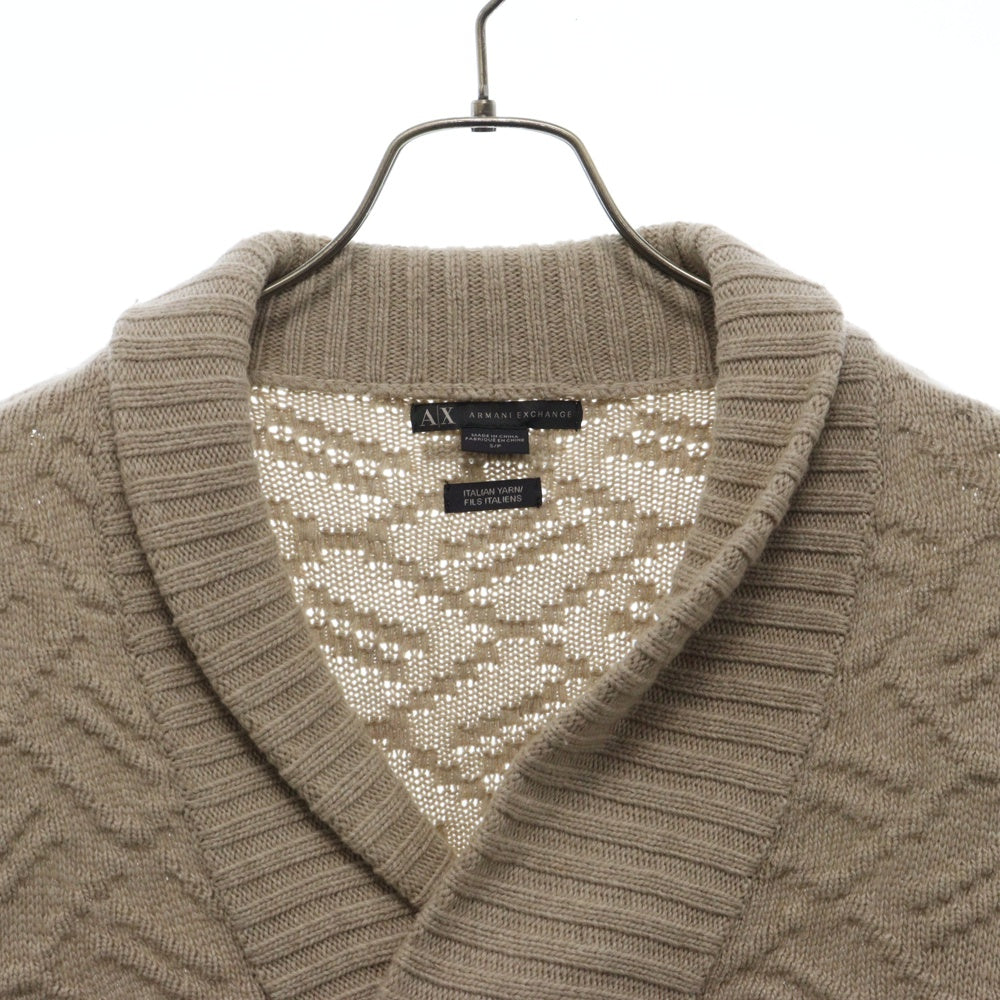 Armani Exchange(アルマーニ エクスチェンジ) ショールカラー ジャガード柄 ニット 長袖セーター ベージュ