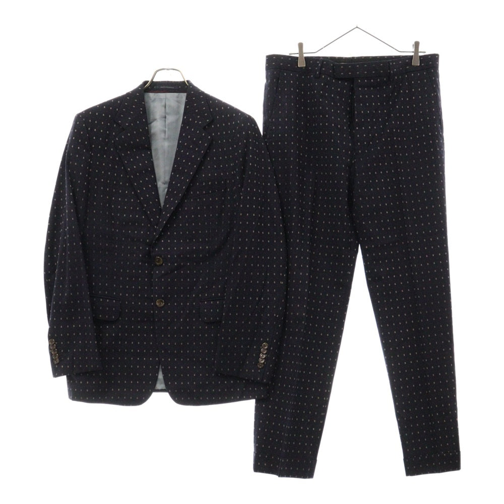 GUCCI(グッチ) GGロゴ 総柄 シングルジャケット スラックスパンツ セットアップスーツ ネイビー 604081 ZAAAP4040