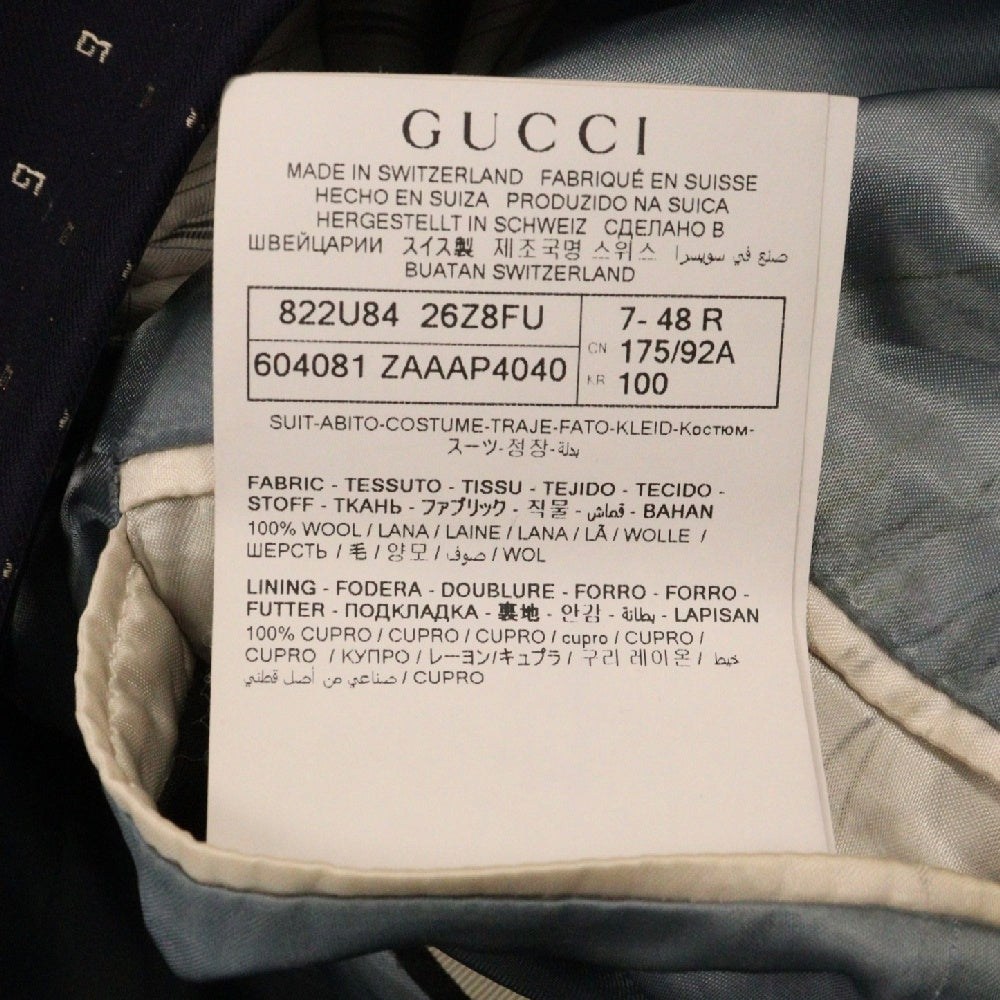 GUCCI(グッチ) GGロゴ 総柄 シングルジャケット スラックスパンツ セットアップスーツ ネイビー 604081 ZAAAP4040