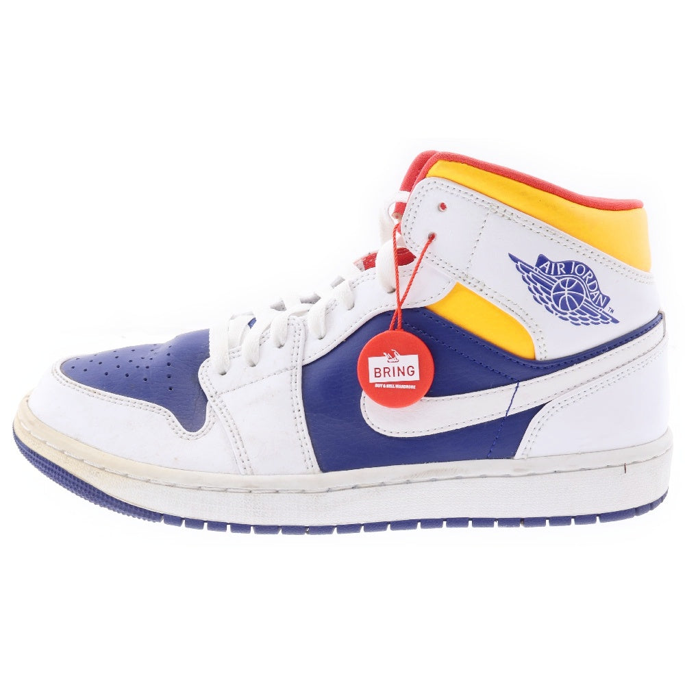 NIKE(ナイキ) AIR JORDAN 1 MID WHITE NAVY YELLOW エアジョーダン1 ミッドカットスニーカー マルチカラー US9/27cm 554724-131