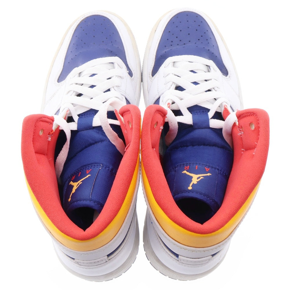 NIKE(ナイキ) AIR JORDAN 1 MID WHITE NAVY YELLOW エアジョーダン1 ミッドカットスニーカー マルチカラー US9/27cm 554724-131