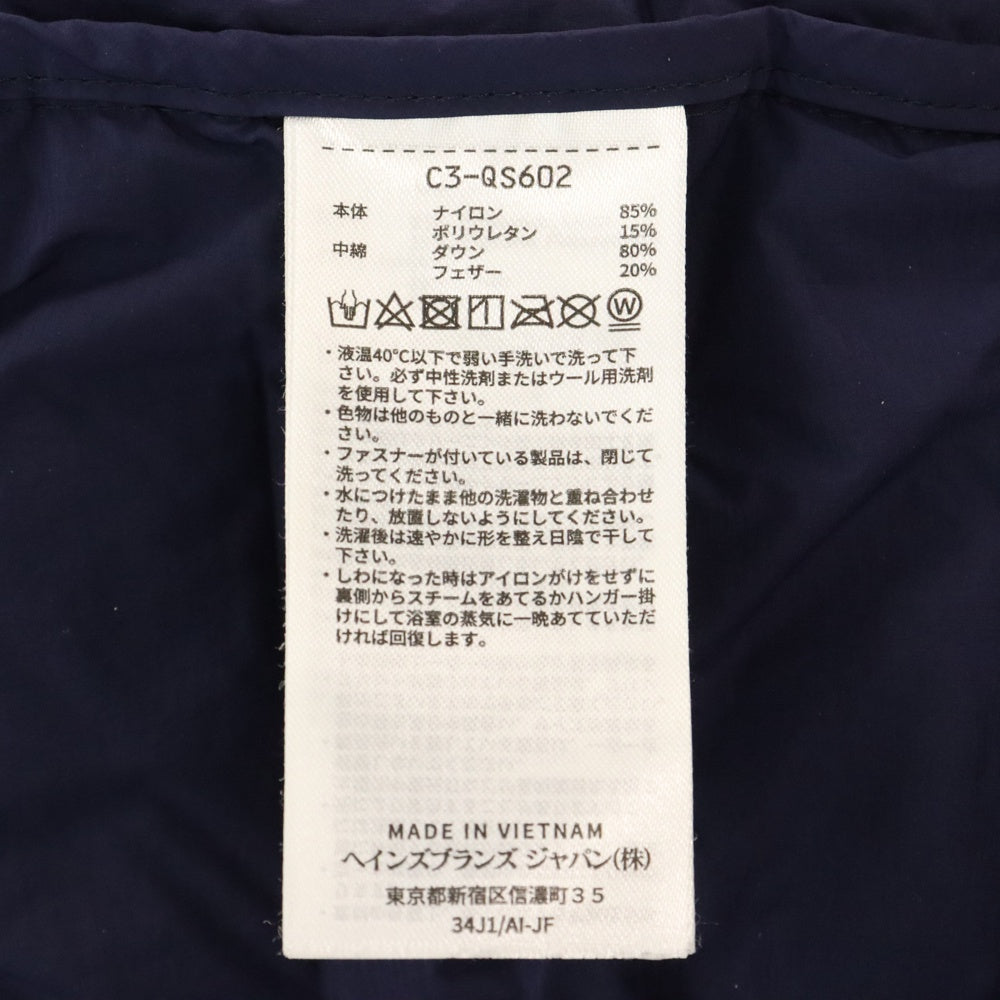 CHAMPION(チャンピオン) DOWN ZIP HOODED JACKET ダウン ジップアップ フーディー ジャケット ネイビー C3-QS602