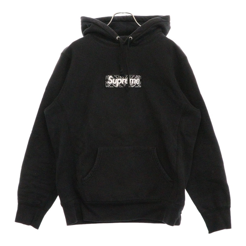 SUPREME(シュプリーム) 19AW Bandana Box Logo Hooded Sweatshirt バンダナボックスロゴ フーデッドスウェットシャツ プルオーバーパーカーブラック