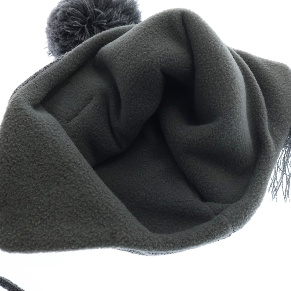 STUSSY(ステューシー) アメリカ製 耳付き ボーダーデザイン ビーニー ニット帽 帽子 ブラック