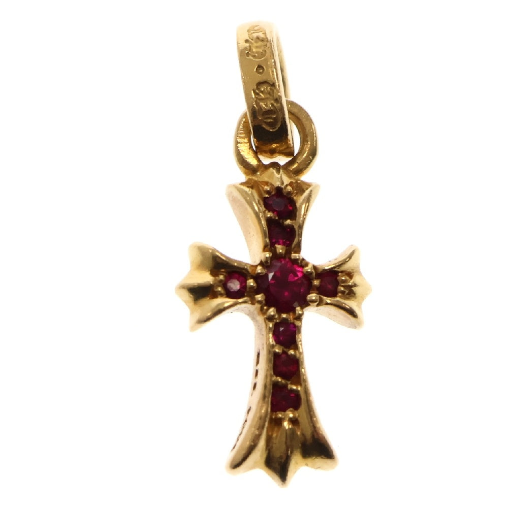 CHROME HEARTS(クロムハーツ) 22K CRS BBYFAT P RBY ベイビーファットクロス PAVEルビー ペンダントトップ ゴールド