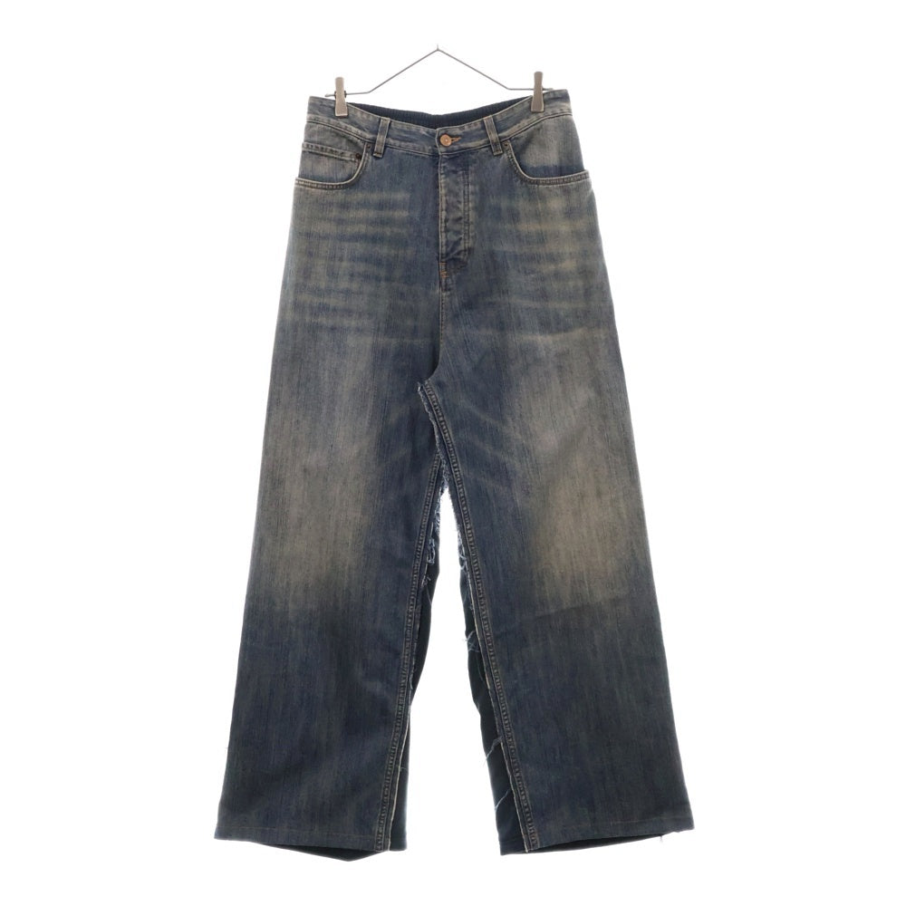 BALENCIAGA(バレンシアガ) 23SS Hybrid Baggy Jeans ハイブリッドバギージーンズ スウェットドッキングデニムパンツ インディゴ 738751 TNW01
