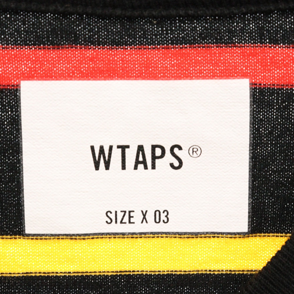WTAPS(ダブルタップス) 22AW LONG SLEEVE BDY 02 TEE ロングスリーブ ボーダーTシャツ 長袖カットソー ロンT ブラック/レッド/イエロー 222ATDT-CSM14
