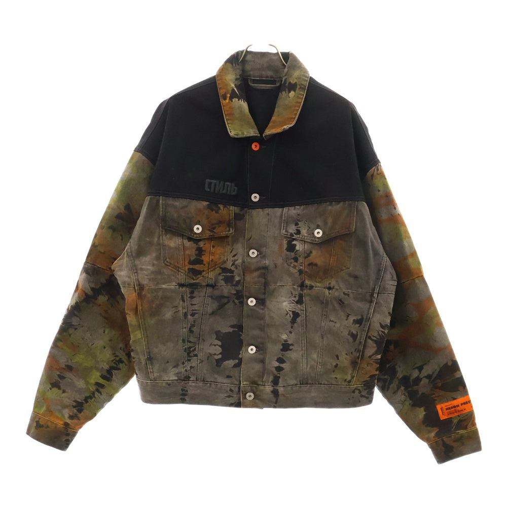 HERON PRESTON(ヘロンプレストン) 19AW TIE DYE DENIM JACKET タイダイ デニムジャケット ブラック/グレー HMYE002F19797016